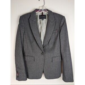 Banana Republic Women's Gray Wool Blend Blazer Jacket Sz 8 Stretch Office Work